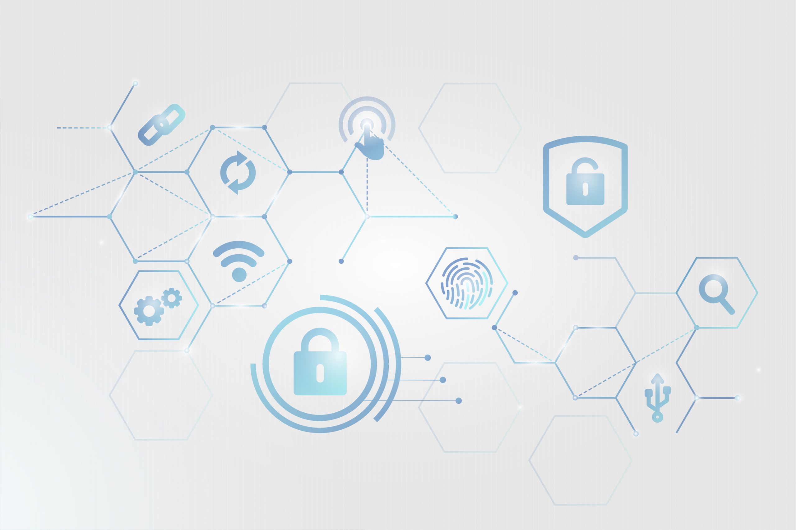 Computer security system icons background vector