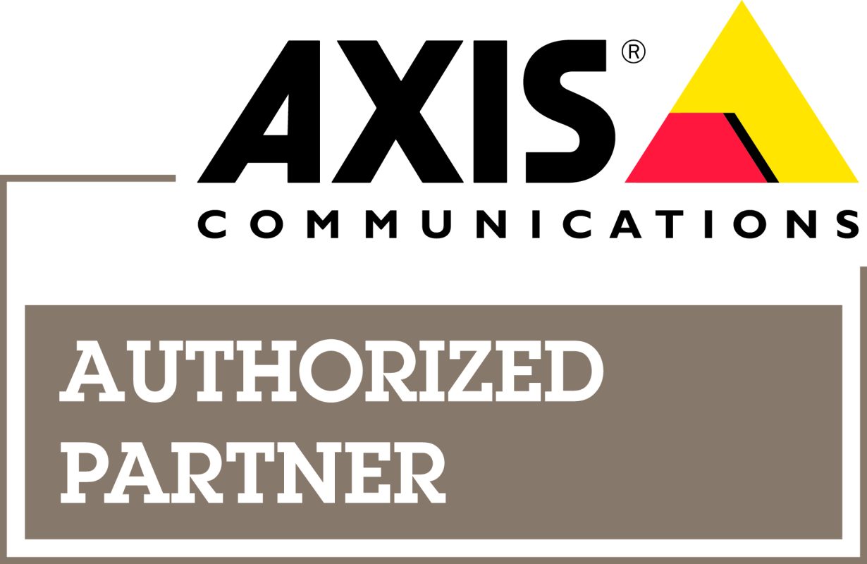 Logo van Axis communications, authorized partner.