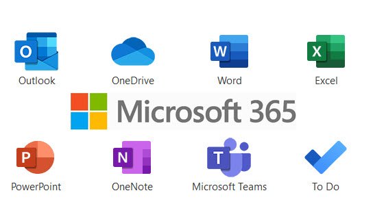 Afbeelding van Microsoft 365 met Outlook, OneDrive, Word, Excel, Powerpoint, OneNote, Microsoft Teams en To Do.
