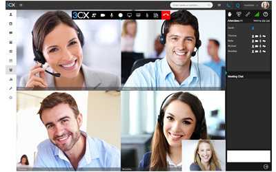 Een 3CX webconference met 5 mensen